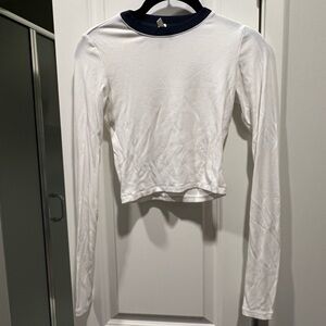 Skims long sleeve rib tee in white